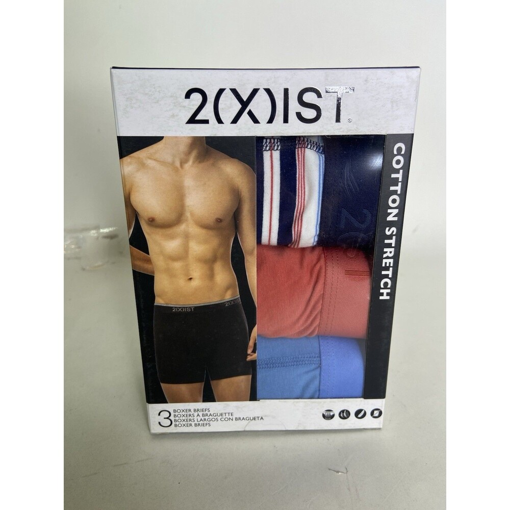 2xist Cotton Stretch 3 Pack Boxer Briefs Multicolor Underwear Mens Size S